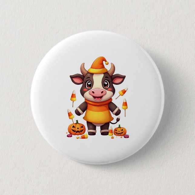 Candy Corn Cow 6 Cm Round Badge (Front)