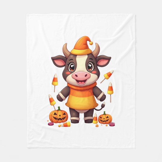 Candy Corn Cow Fleece Blanket (Front)