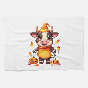 Candy Corn Cow Tea Towel