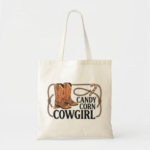 Candy Corn Cowgirl Western Halloween Tote Bag