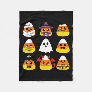 Candy corn cute characters halloween mummy ghost fleece blanket