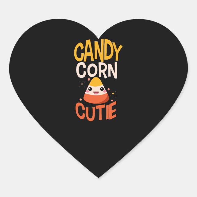 Candy Corn Cutie Child Kids Halloween Outfit Heart Sticker (Front)