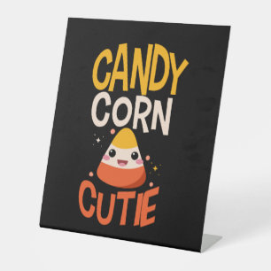 Candy Corn Cutie Child Kids Halloween Outfit Pedestal Sign