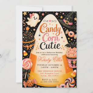 Candy Corn Cutie Halloween Birthday Celebration Invitation