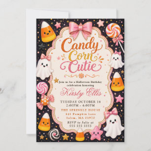 Candy Corn Cutie Halloween Birthday Invitation