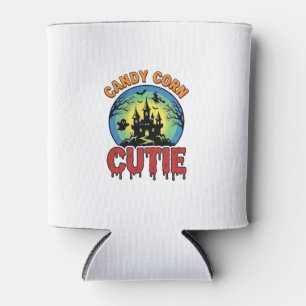 Candy Corn Cutie Vintage Halloween Castle Design_1 Can Cooler