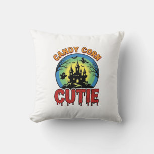 Candy Corn Cutie Vintage Halloween Castle Design_1 Cushion