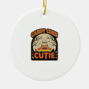 Candy Corn Cutie Vintage Halloween Vector Design_1 Ceramic Ornament