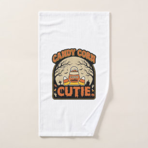 Candy Corn Cutie Vintage Halloween Vector Design_1 Hand Towel