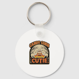 Candy Corn Cutie Vintage Halloween Vector Design_1 Key Ring