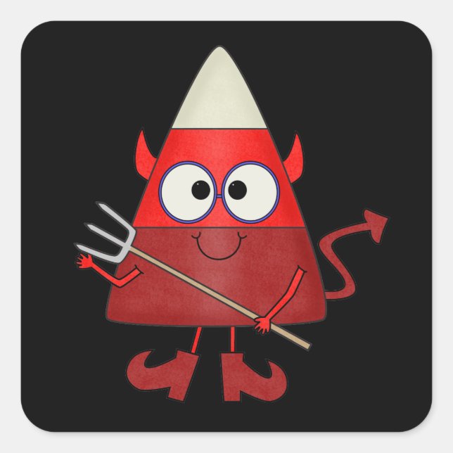 Candy Corn Devil Halloween Square Sticker (Front)