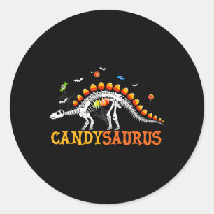 Candy Corn Dinosaur Skeleton Happy Halloween  Classic Round Sticker