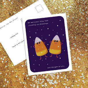 Candy Corn Duo "Counting Our Blessings" Fall Holiday Postcard