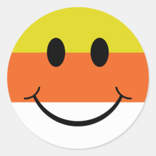 Candy Corn Face Classic Round Sticker