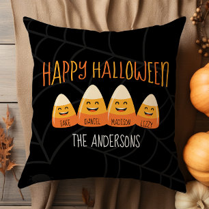 Candy Corn Family Name Personalised Halloween Cushion