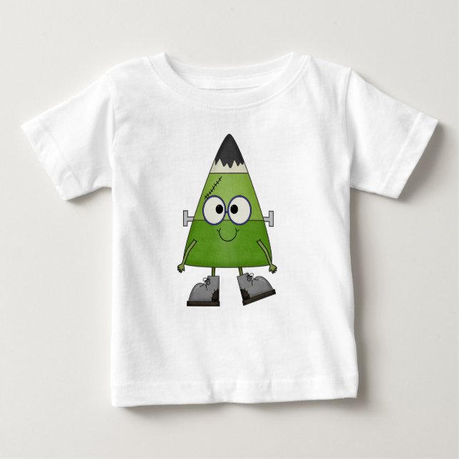 Candy Corn Frankenstein Halloween Baby T-Shirt (Front)