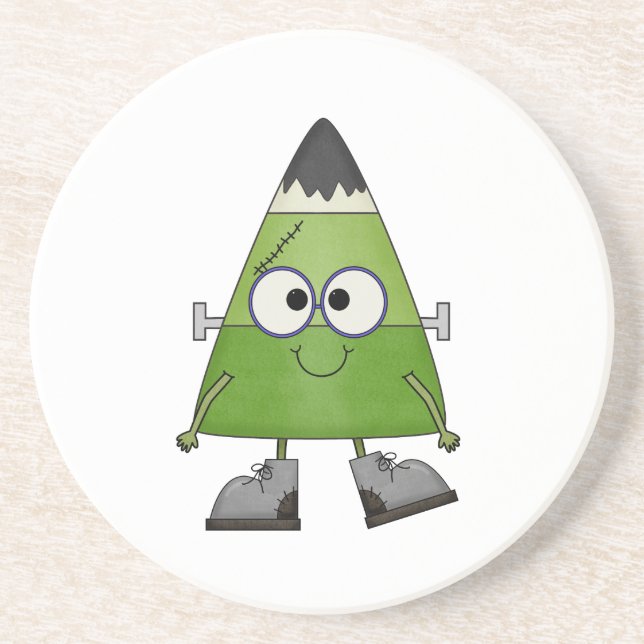 Candy Corn Frankenstein Halloween Coaster (Front)
