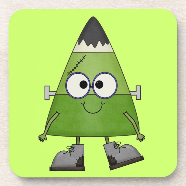 Candy Corn Frankenstein Halloween Coaster (Front)