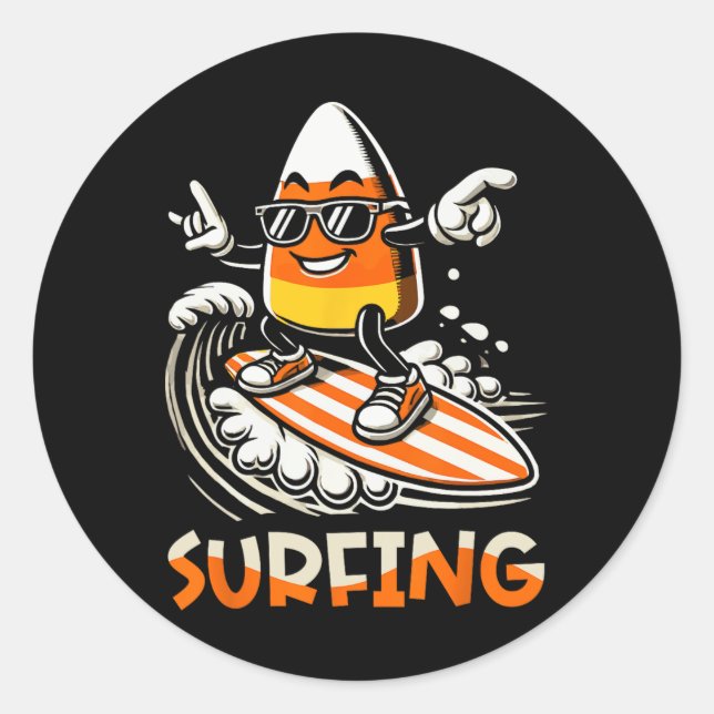 Candy Corn Funny Halloween Design  Classic Round Sticker (Front)