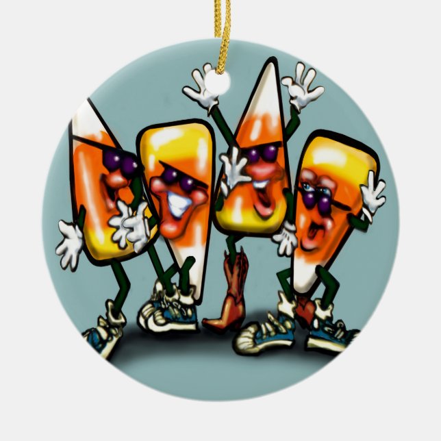 Candy Corn Gang Ceramic Ornament (Front)