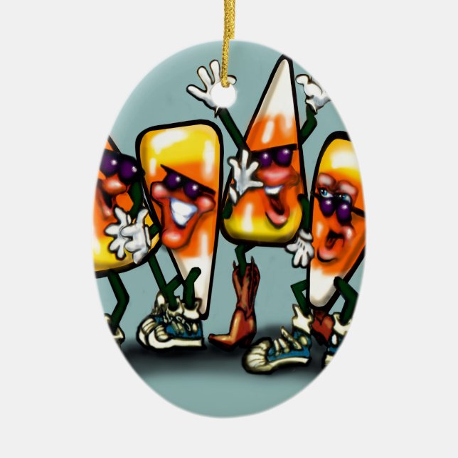 Candy Corn Gang Ceramic Tree Decoration (Front)