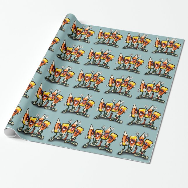 Candy Corn Gang Wrapping Paper (Unrolled)