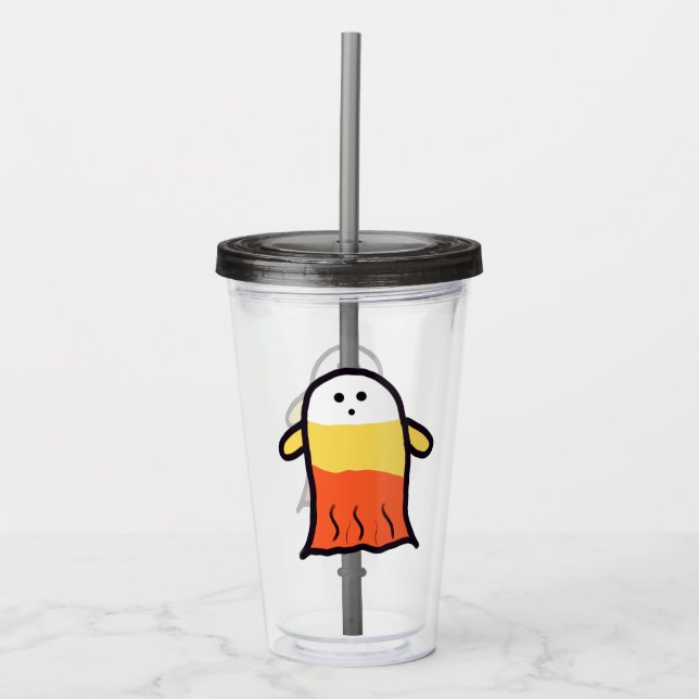 Candy Corn Ghost Acrylic Tumbler (Front)