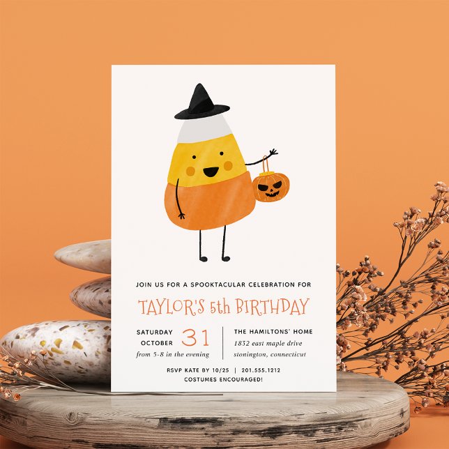 Candy Corn Halloween Birthday Party Invitation (Creator Uploaded)