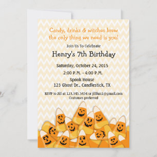 Candy Corn Halloween Birthday Party Invitation