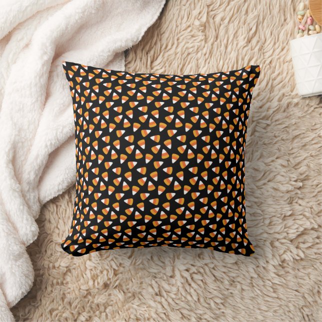 Candy Corn Halloween Black and Orange Cushion (Blanket)