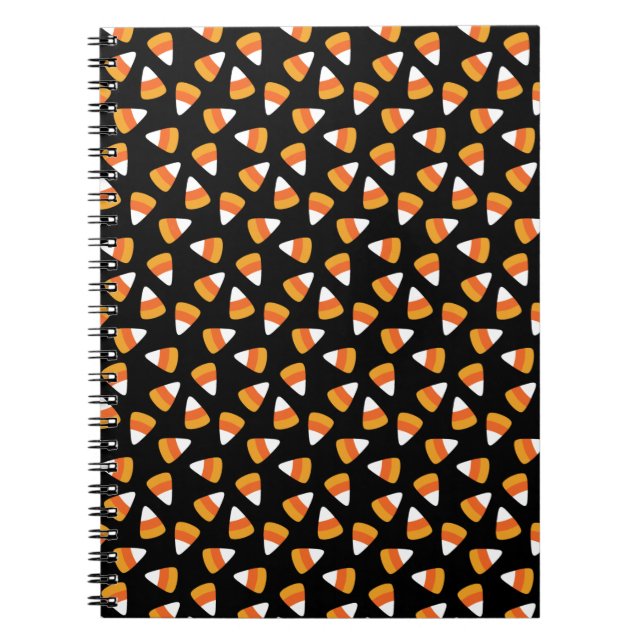 Candy Corn Halloween Black and Orange Notebook (Front)