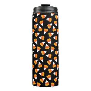 Candy Corn Halloween Black and Orange Thermal Tumbler