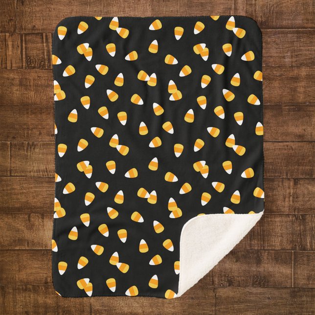 Candy Corn Halloween Decor Sherpa Blanket (Creator Uploaded)
