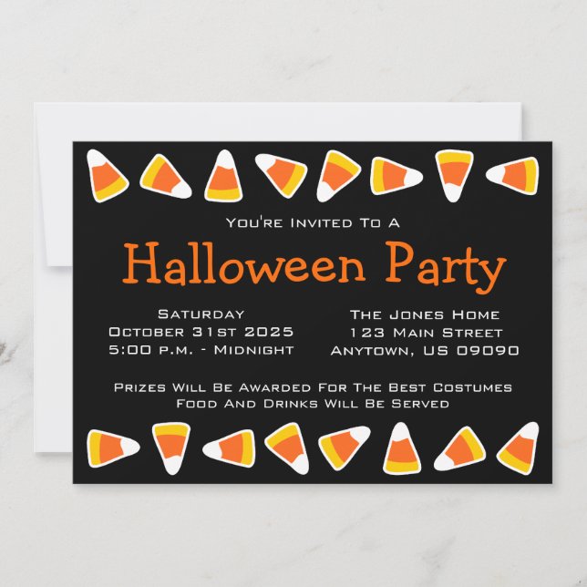 Candy Corn Halloween Party Invitations (Front)