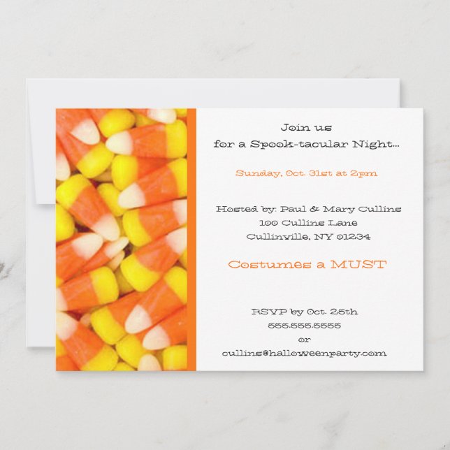 Candy Corn Halloween Party Invitations (Front)