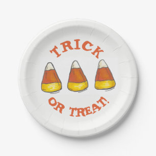 Candy Corn Halloween Trick or Treat Party Candies Paper Plate