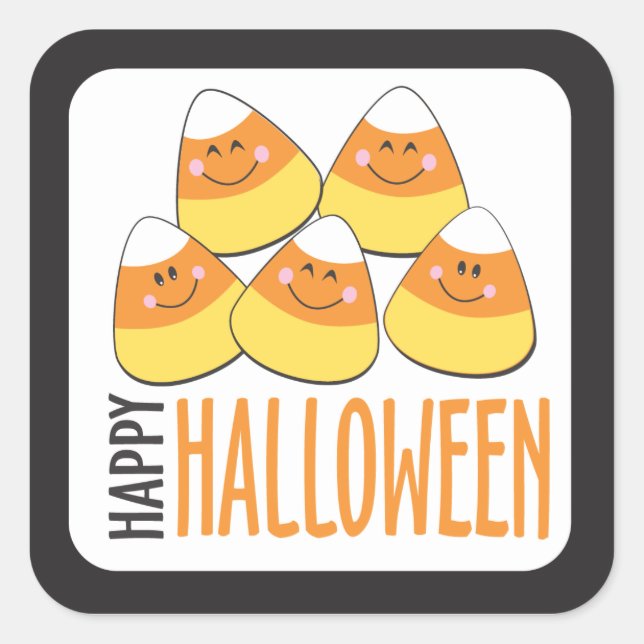 Candy Corn Happy Halloween Square Sticker (Front)