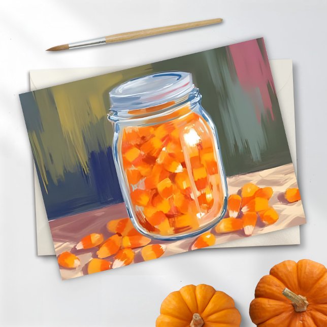 Candy Corn Jar | Happy Halloween  Holiday Postcard (Creator Uploaded)