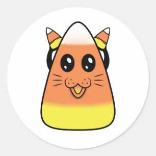 Candy Corn Kitty Classic Round Sticker