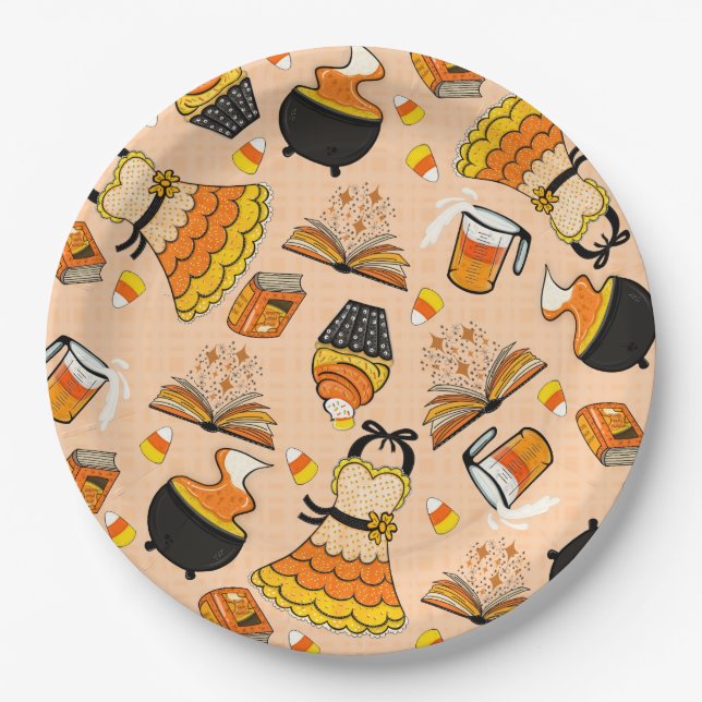 Candy Corn Magic Halloween Paper Plate (Front)