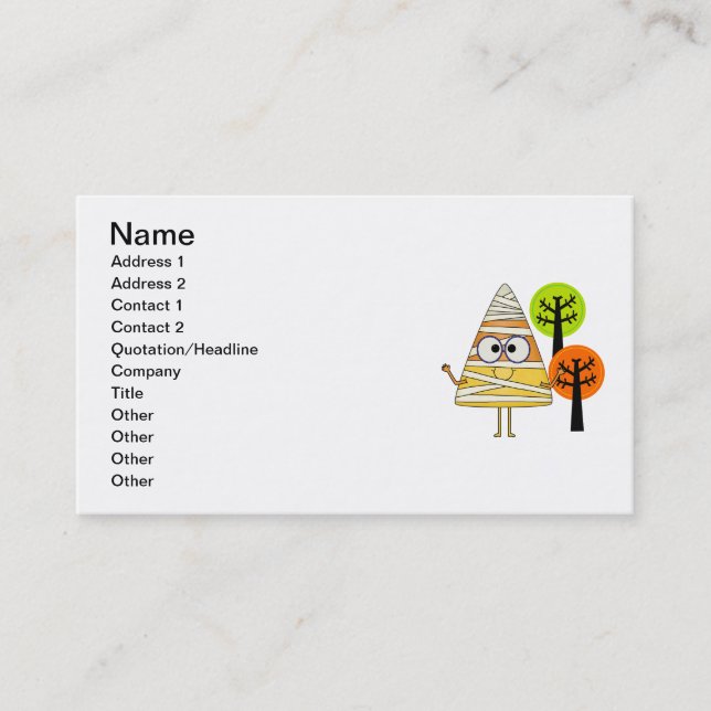 Candy Corn Mummy Halloween Business Card (Front)