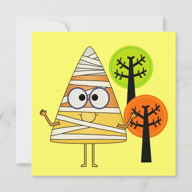 Candy Corn Mummy Halloween Card (Front)
