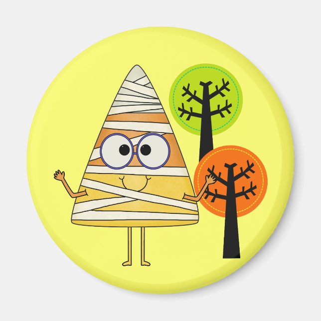 Candy Corn Mummy Halloween Magnet (Front)