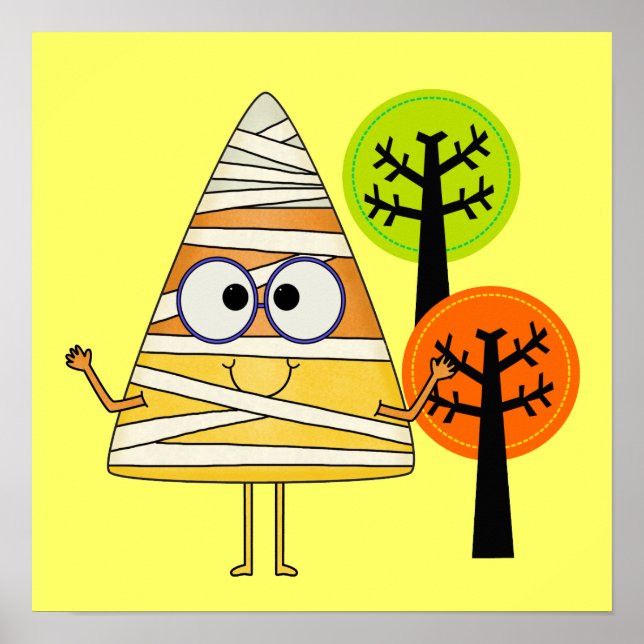Candy Corn Mummy Halloween Poster (Front)