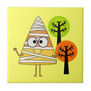Candy Corn Mummy Halloween Tile