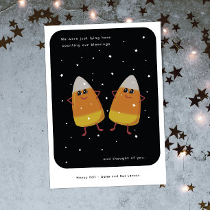 Candy Corn Pair "Counting Our Blessings" Fall Holiday Card
