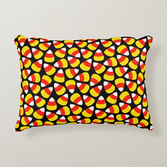 Candy Corn Pattern Black Halloween Decorative Cushion (Front)