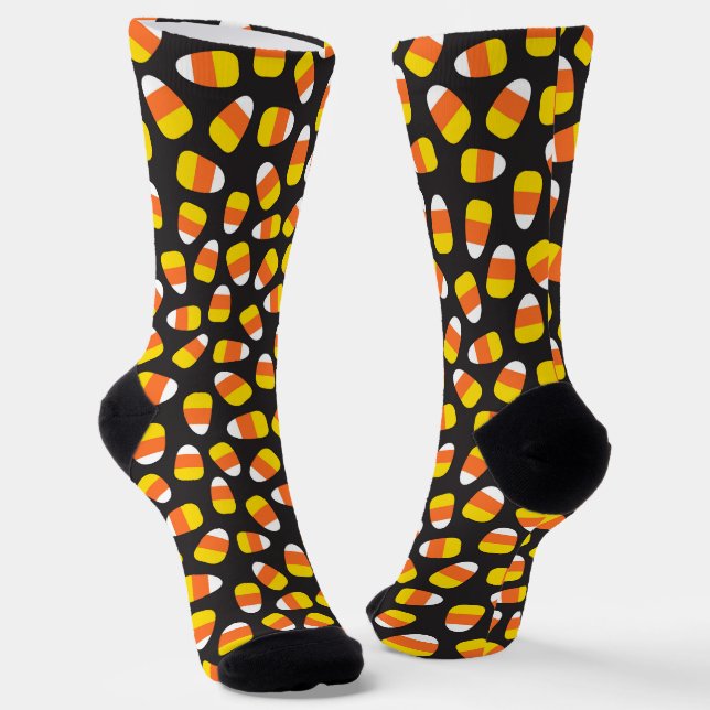 Candy Corn Pattern Halloween Socks (Angled)