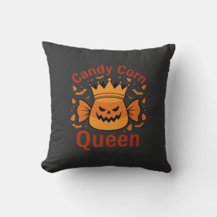 Candy Corn Queen Halloween Crown Bats_1 Cushion