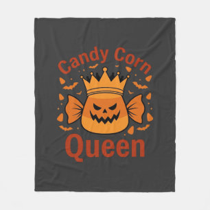 Candy Corn Queen Halloween Crown Bats_1 Fleece Blanket